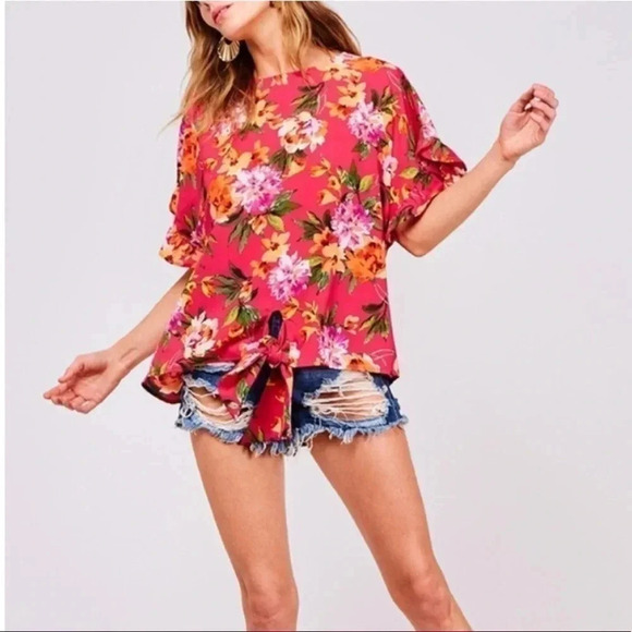 Fuchsia Floral Top​​​​​ - Picture 3 of 7